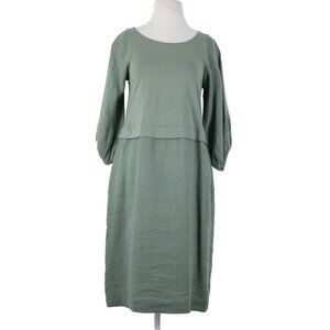 Carolyn Donnelly The Edit Sz 2-4 Green Pull Over Pockets 100% Linen Cotton Dress